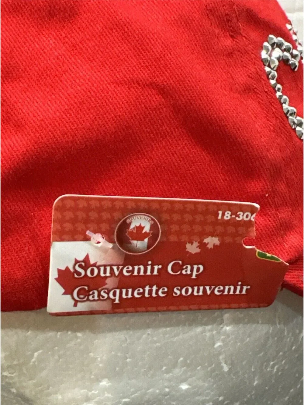 Canada Sparkling Faux Diamonds Niagara Falls Maple Leaf Red Baseball Cap